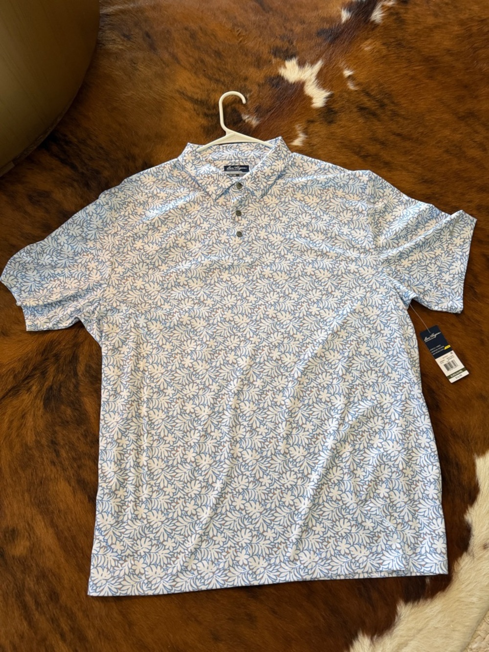 Hogan Light Blue & White Floral Polo